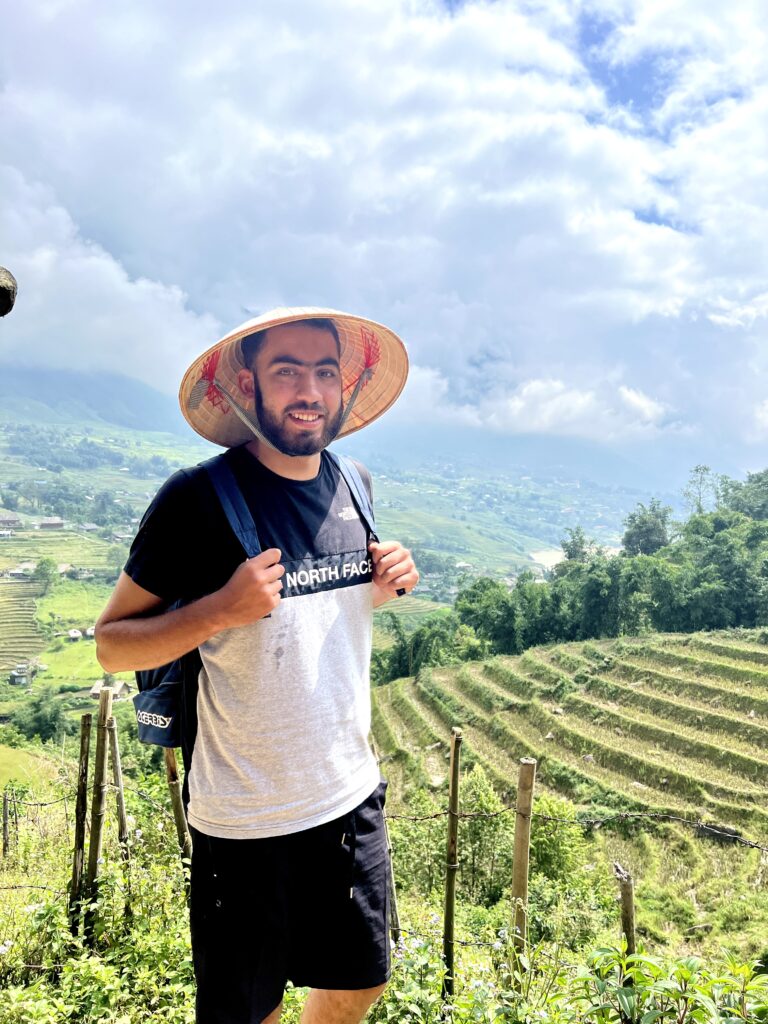 enjoying the hike in Sa pa in the beautiful rice field