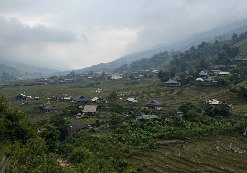 one of villages in sapa around green mountains